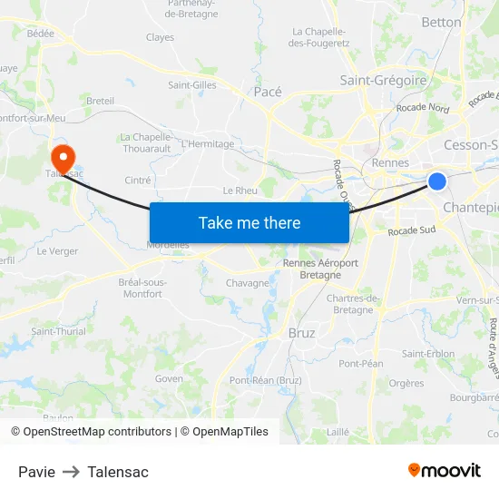 Pavie to Talensac map