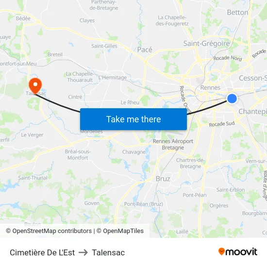 Cimetière De L'Est to Talensac map