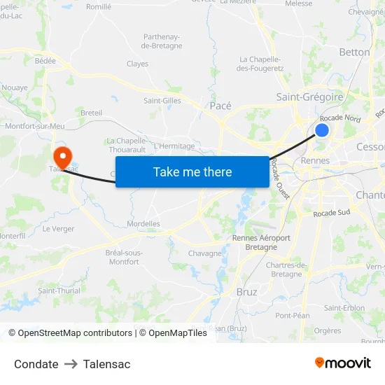 Condate to Talensac map
