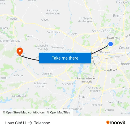 Houx Cité U to Talensac map