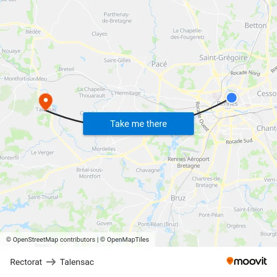 Rectorat to Talensac map