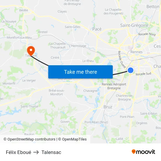 Félix Eboué to Talensac map