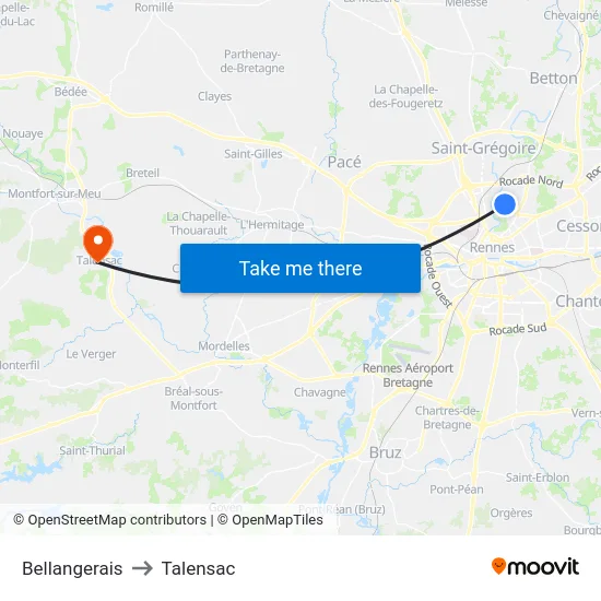 Bellangerais to Talensac map