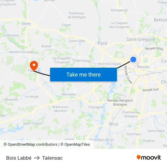 Bois Labbé to Talensac map