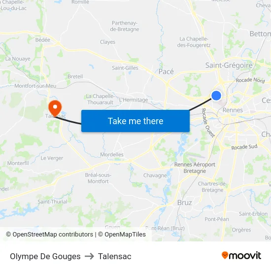 Olympe De Gouges to Talensac map