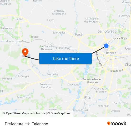 Préfecture to Talensac map