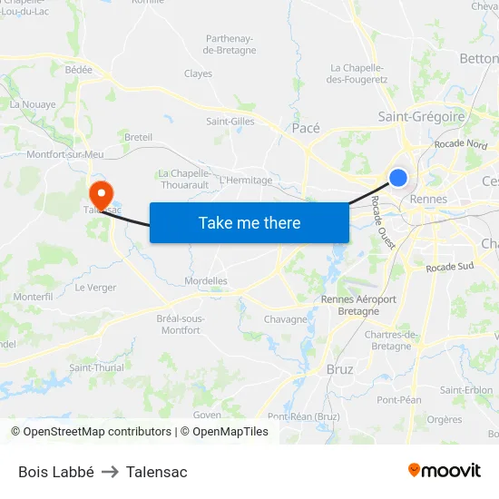 Bois Labbé to Talensac map