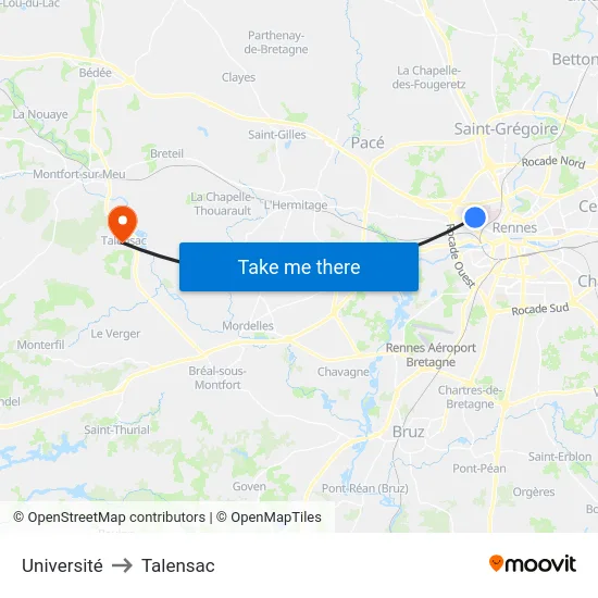 Université to Talensac map