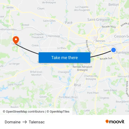 Domaine to Talensac map