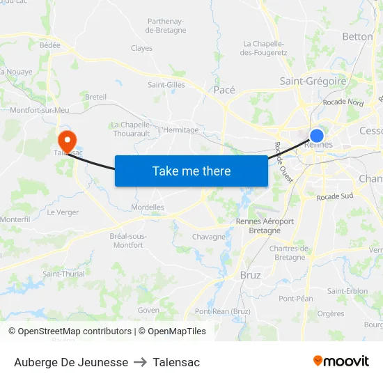 Auberge De Jeunesse to Talensac map