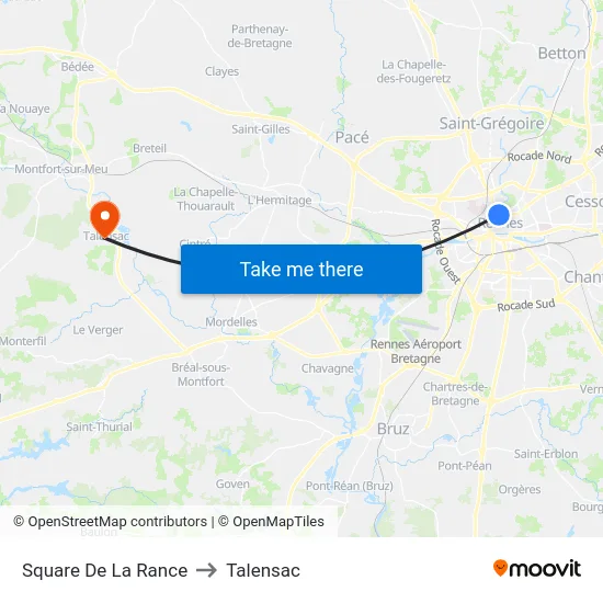 Square De La Rance to Talensac map