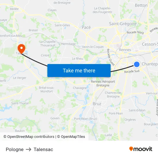 Pologne to Talensac map