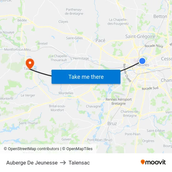 Auberge De Jeunesse to Talensac map