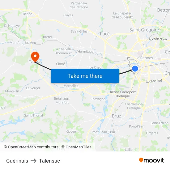 Guérinais to Talensac map