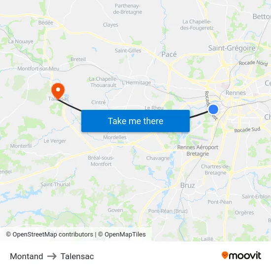 Montand to Talensac map