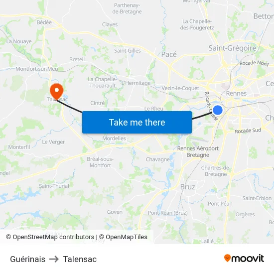 Guérinais to Talensac map