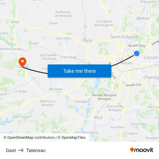 Gast to Talensac map