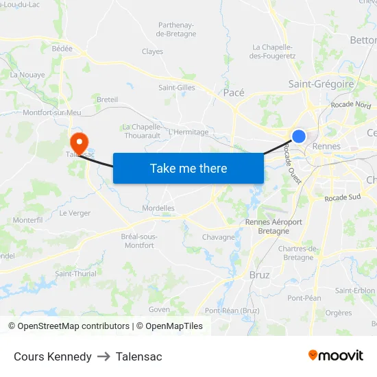 Cours Kennedy to Talensac map