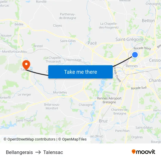 Bellangerais to Talensac map