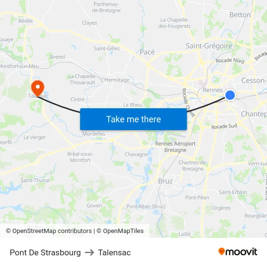 Pont De Strasbourg to Talensac map