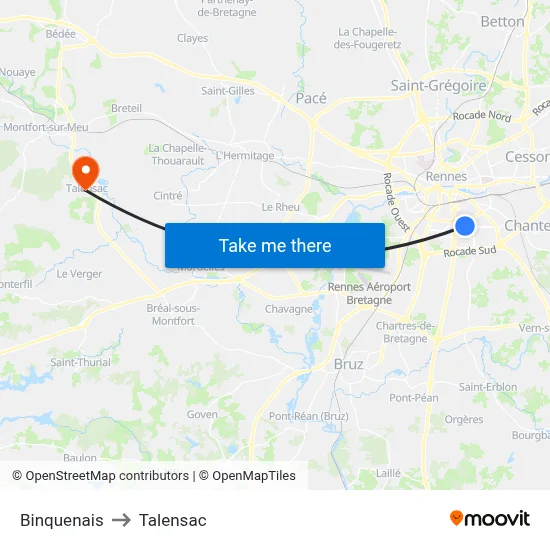 Binquenais to Talensac map