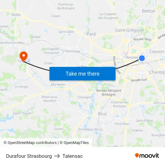 Durafour Strasbourg to Talensac map