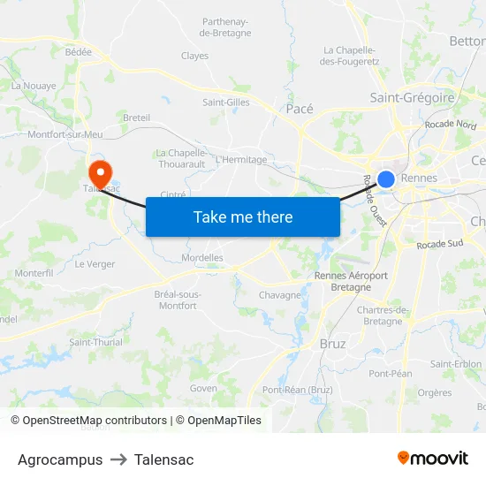 Agrocampus to Talensac map