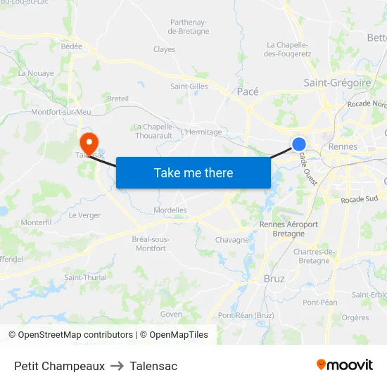 Petit Champeaux to Talensac map