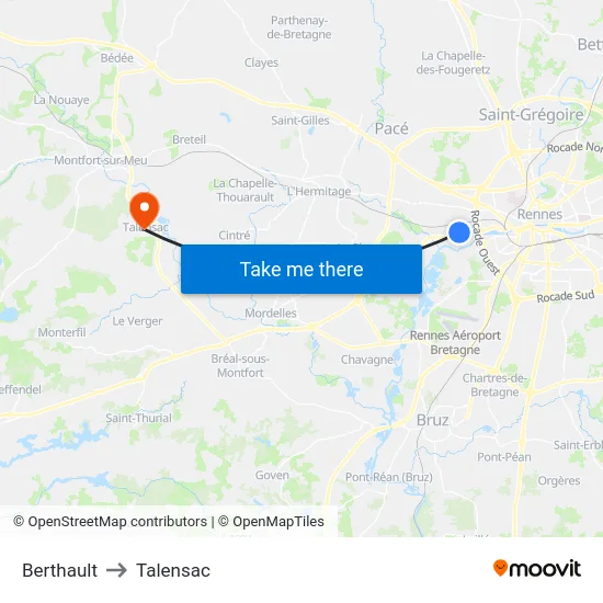 Berthault to Talensac map