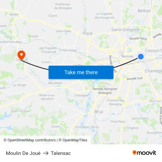 Moulin De Joué to Talensac map