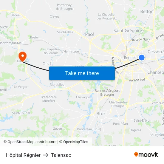 Hôpital Régnier to Talensac map