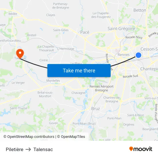Piletière to Talensac map