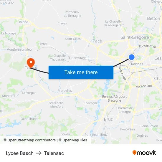 Lycée Basch to Talensac map