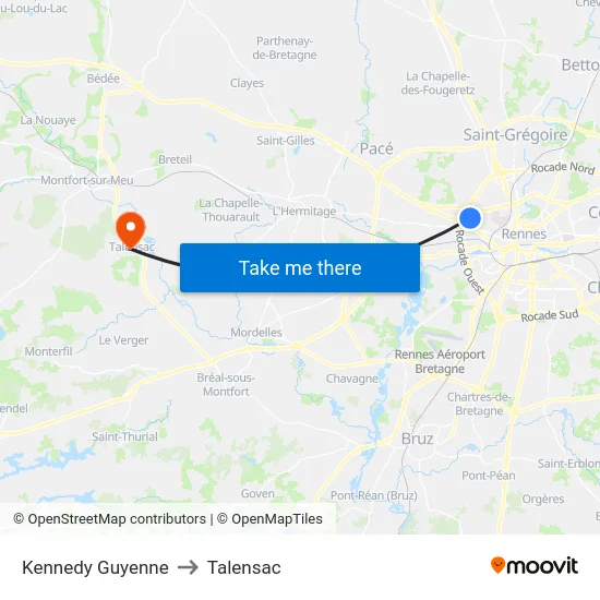 Kennedy Guyenne to Talensac map