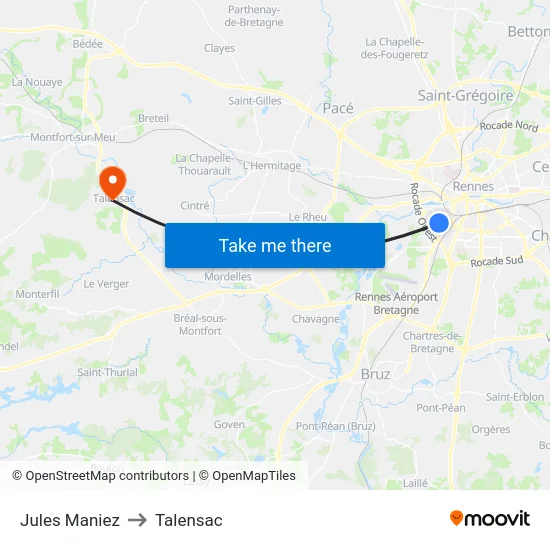 Jules Maniez to Talensac map