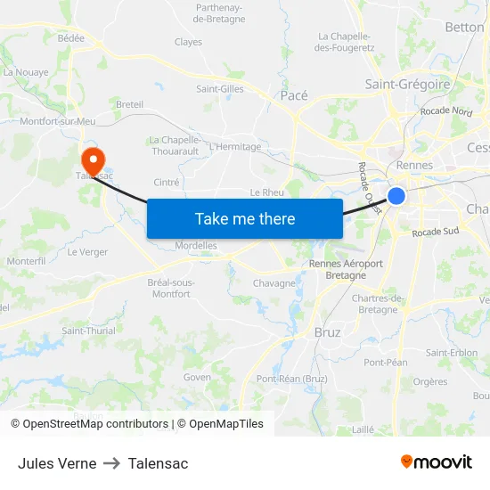Jules Verne to Talensac map
