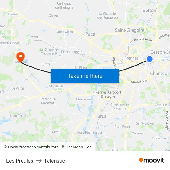 Les Préales to Talensac map