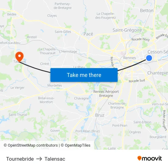 Tournebride to Talensac map