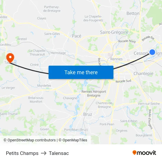 Petits Champs to Talensac map