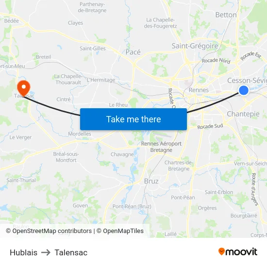 Hublais to Talensac map