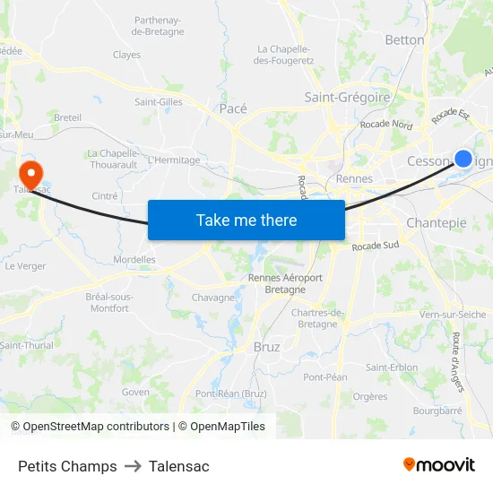 Petits Champs to Talensac map