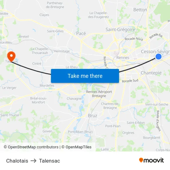 Chalotais to Talensac map