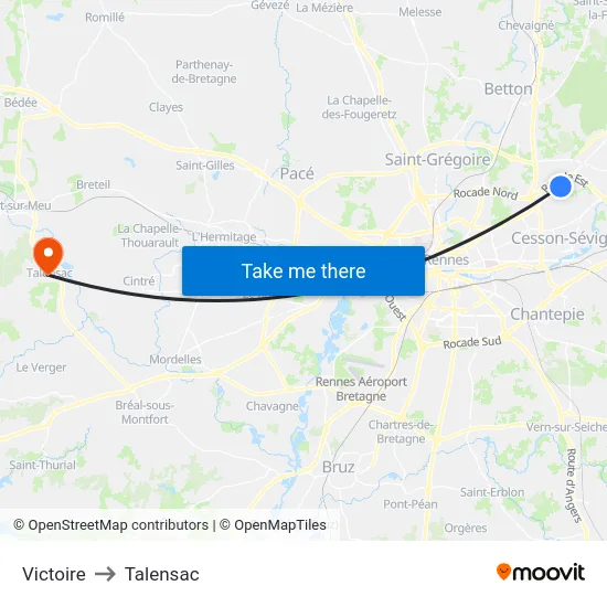 Victoire to Talensac map