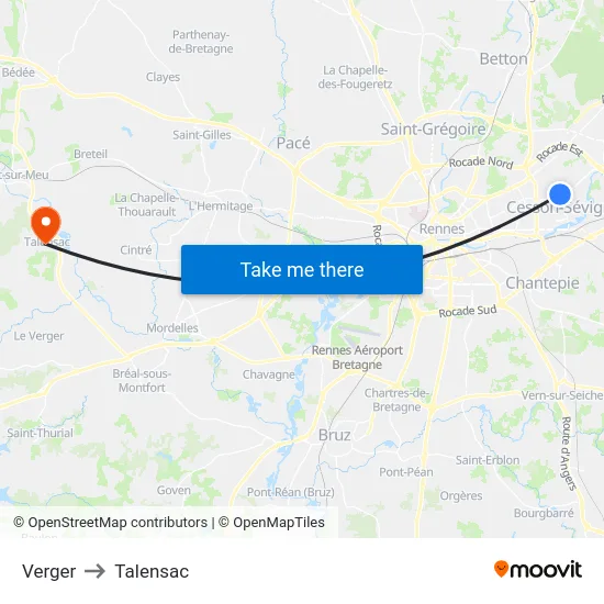 Verger to Talensac map