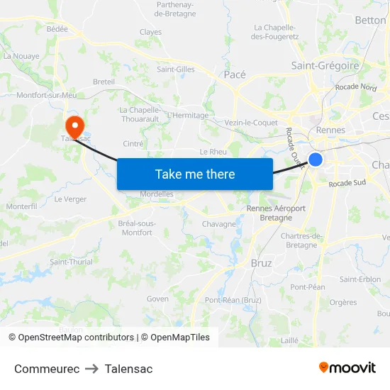 Commeurec to Talensac map