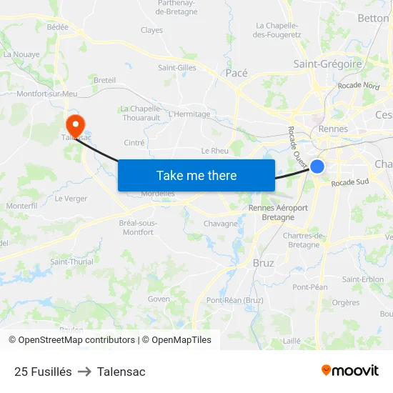 25 Fusillés to Talensac map