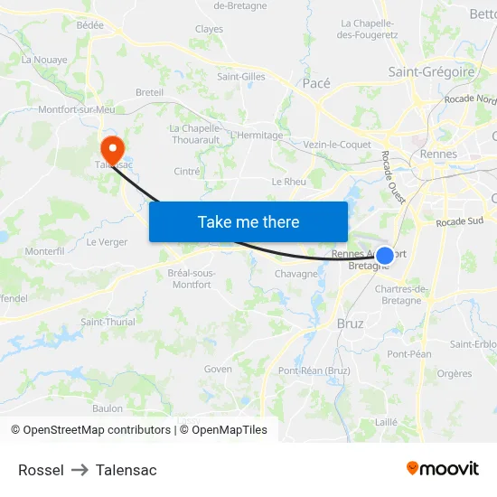 Rossel to Talensac map