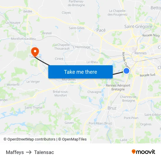 Maffeys to Talensac map