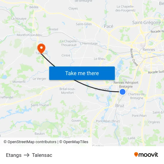 Etangs to Talensac map
