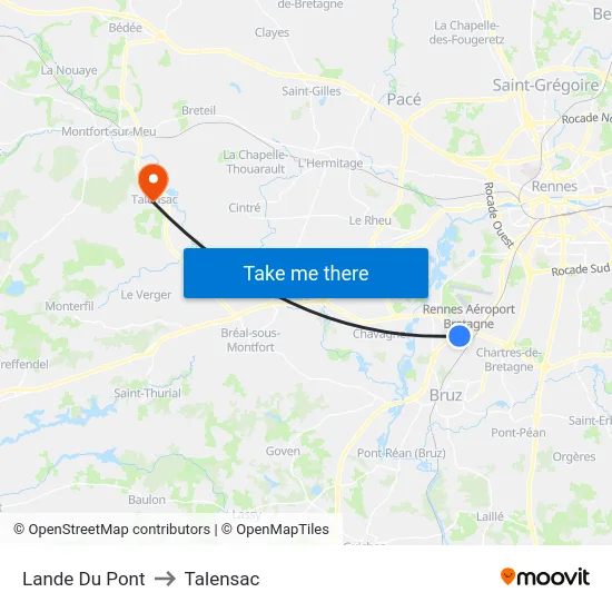 Lande Du Pont to Talensac map